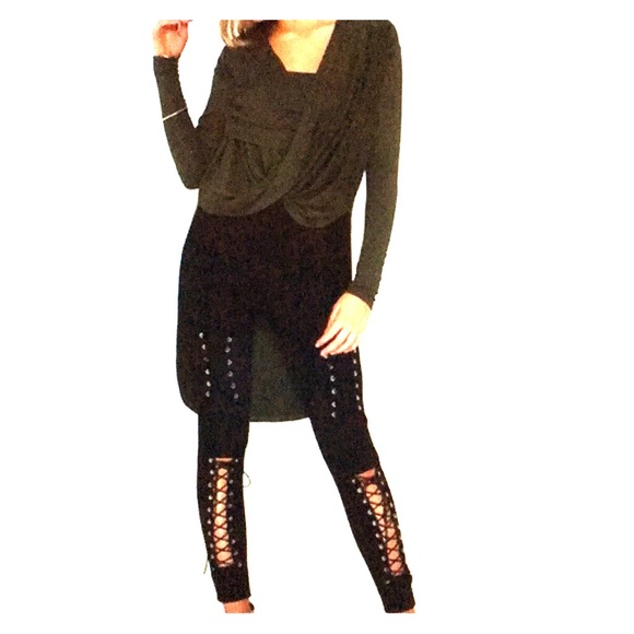 Punk Trash Royalty Faux suede lace up leggings - Picture 1 of 9